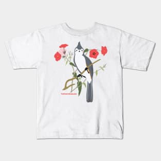 Cute Tufted Titmouse Bird Illustration Kids T-Shirt